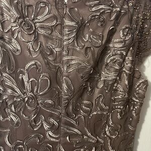 Elegant Brown Embroidered Midi Dress